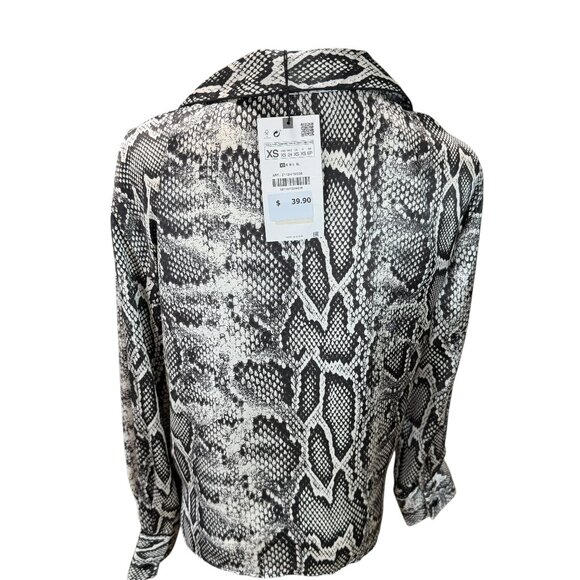 ZARA Snake Print Satin Button-Up Shirt | Size XS | New With Tags - Picture 2 of 5
